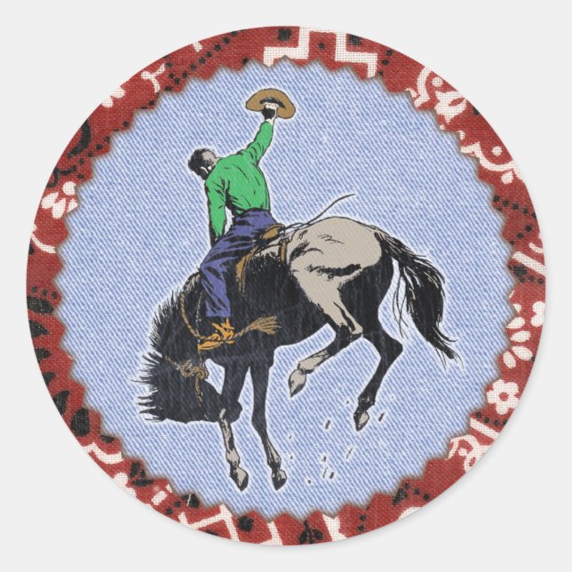Western Round Up Wild West Cowboy Sticker (Front)