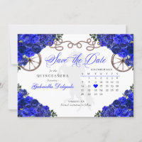 Western Royal Blue Quinceañera Save The Date