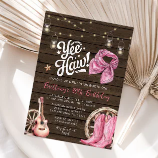 Western Rustic 30th, 40th Cowgirl Birthday  Invitation