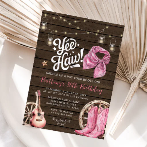 Western Rustic 30th, 40th Cowgirl Birthday  Invitation