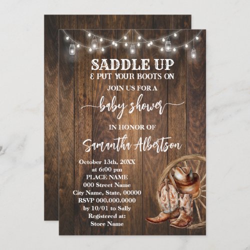 Western Rustic Baby Shower Country Boots Invitation