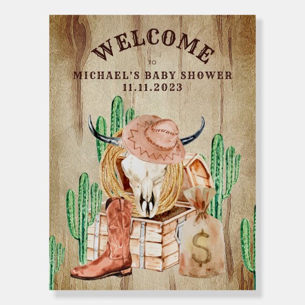 Western Rustic Baby Shower Welcome Foam Board