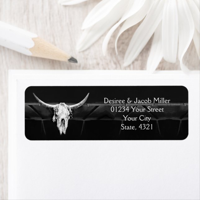 Western Rustic Black And White Save The Date Label (Insitu)