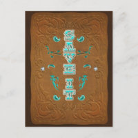 Western Rustic Brown Leather Look SAVE IT the date