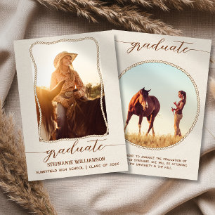 Western Rustic Brown Rope Photo Script Graduation Announcement