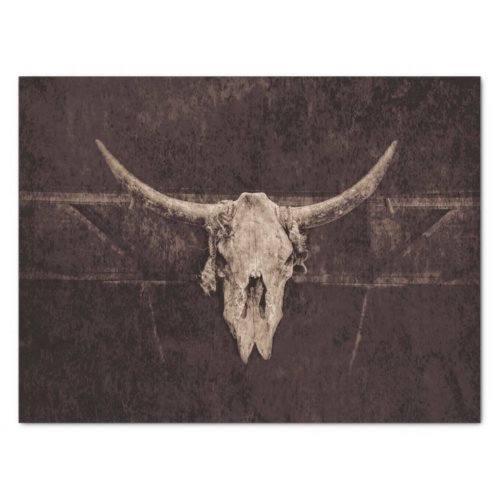 Western Rustic Bull Skull Brown Beige Old Country  Tissue Paper