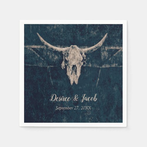 Western Rustic Bull Skull Country Gray Texture Napkins