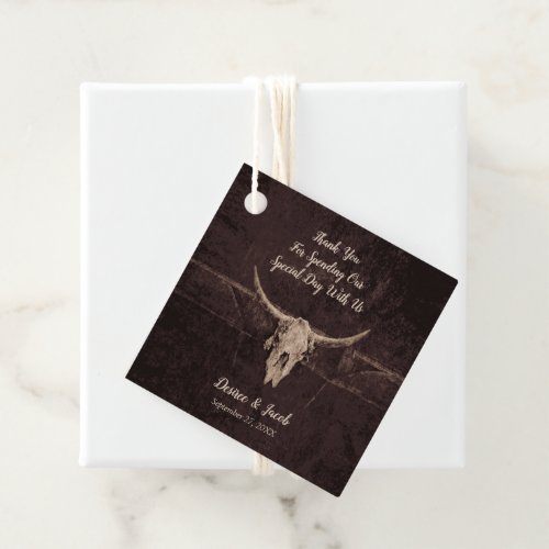 Western Rustic Bull Skull Wedding Country Texture Favor Tags