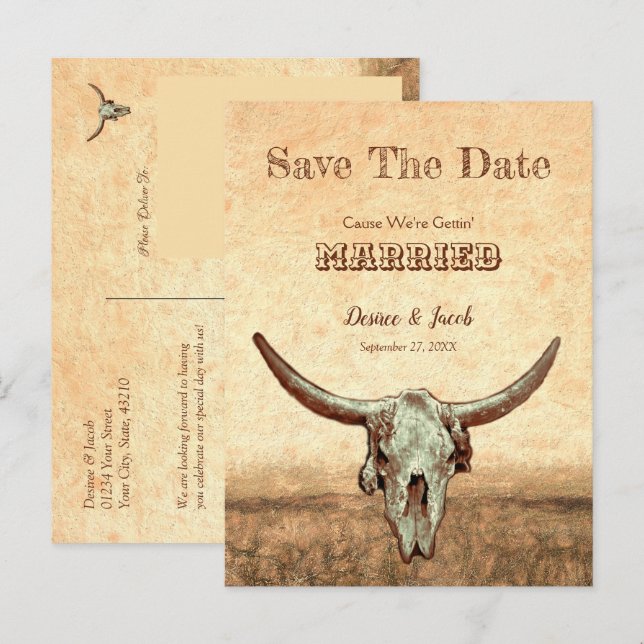  Western Rustic Country Beige Save The Date Postcard (Front/Back)