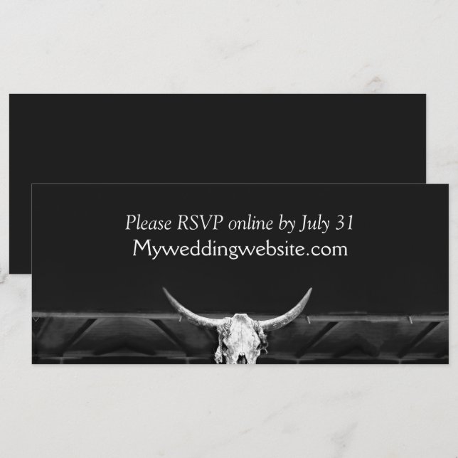 Western Rustic Country Black And White Bull Skull  (Front/Back)