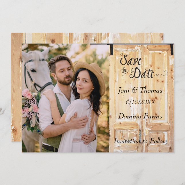Western Rustic Country Photo Save the Date Invitation (Front/Back)