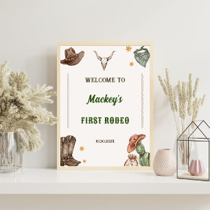 Western Rustic Cowboy First Rodeo Birthday Party Foam Board