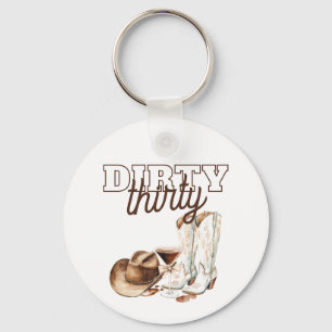 Western Rustic Dirty Thirty 30th Birthday Party Keychain
