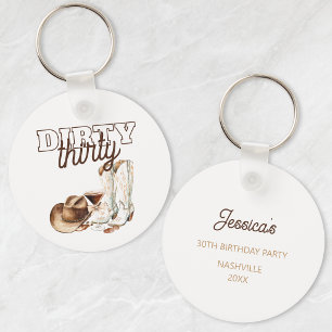 Western Rustic Dirty Thirty 30th Birthday Party Keychain