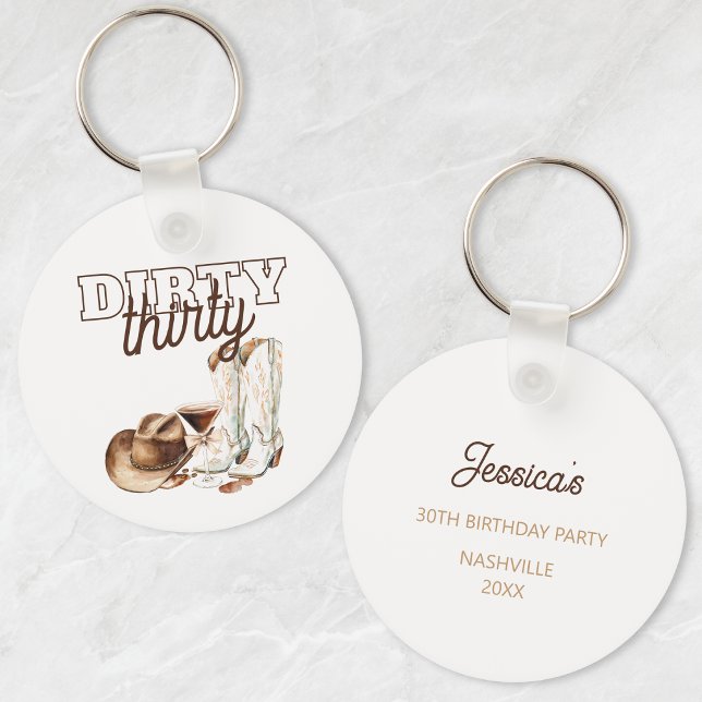 Western Rustic Dirty Thirty 30th Birthday Party Keychain (Western Rustic Dirty Thirty 30th Birthday Party Keychain)