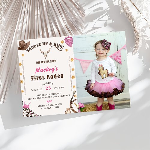 Western Rustic First Birthday Rodeo Photo Invitation