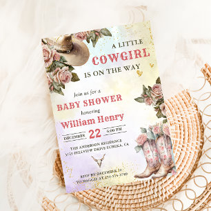 Western Rustic Floral Baby Shower Party Invitation