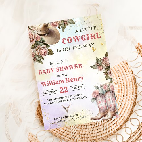  Western Rustic Floral  Baby Shower Party Invitation