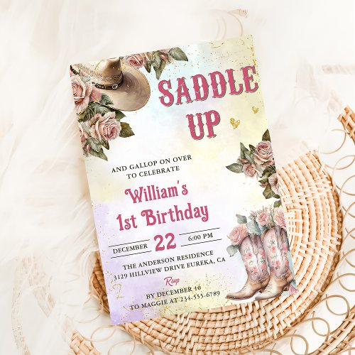 Western Rustic Floral Birthday Party Invitation