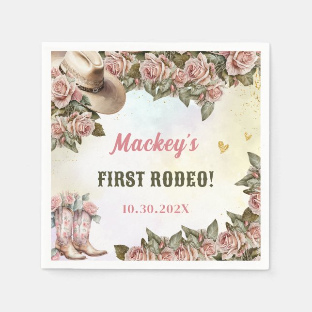 Western Rustic Floral  Birthday Party  Napkins (Front)