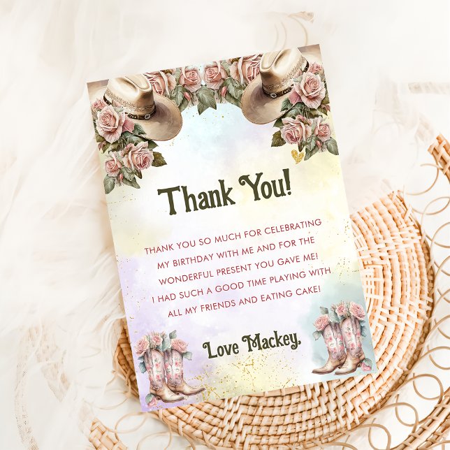 Western Rustic Floral Birthday Thank You Card (Creator Uploaded)