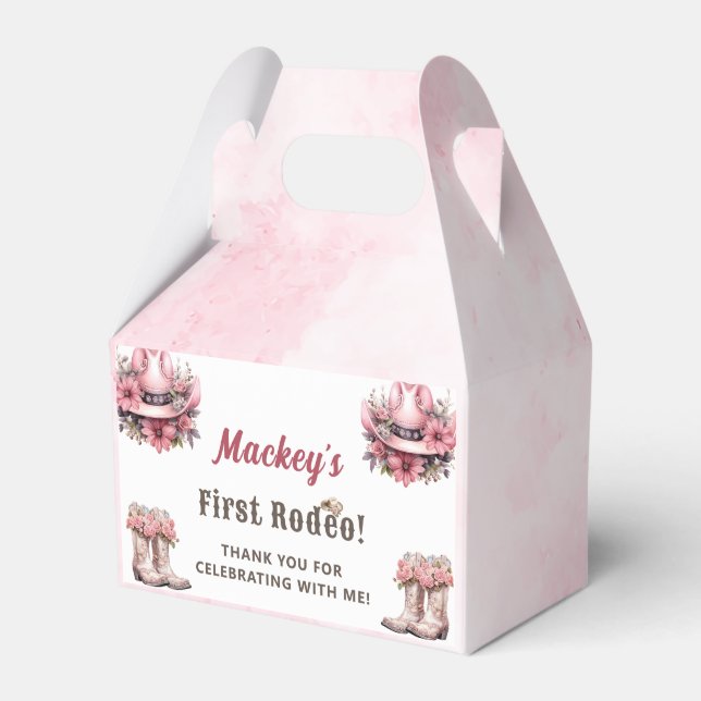 Western Rustic Floral Cowgirl Birthday Party Favor Boxes (Front Side)