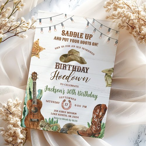Western Rustic Hoedown Cowboy Birthday Party Invitation