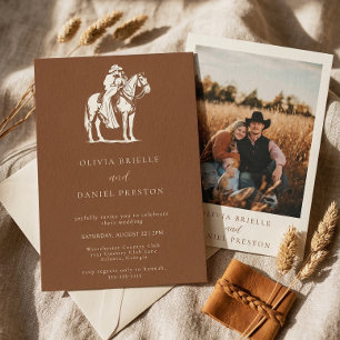 Western Rustic Horse Country Photo texture Wedding Invitation