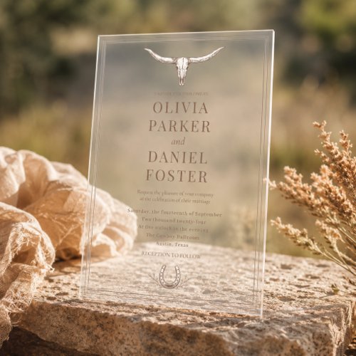 Western Rustic Horseshoe Country Wedding Acrylic Invitations