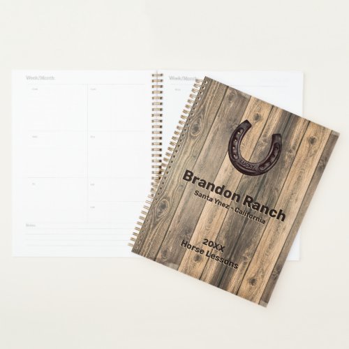 Western Rustic Lucky Horseshoe Riding Lessons Planner