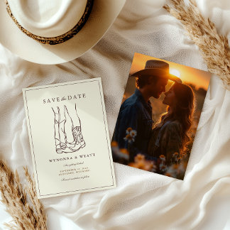Western Rustic Modern Photo Save the Date