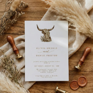 Western Rustic Pampas Grass Boho Wedding Invitation