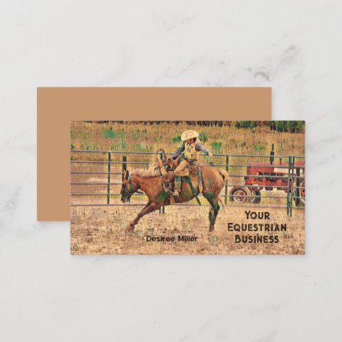 Western Rustic Rodeo Cowboy Horse Riding Business Card