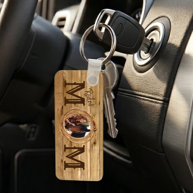 Western Rustic Rodeo Mom Photo Keychain (Creator Uploaded)