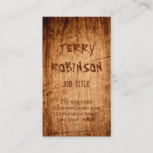 Western Rustic Scratched Wood Grain Cool Stylish Business Card