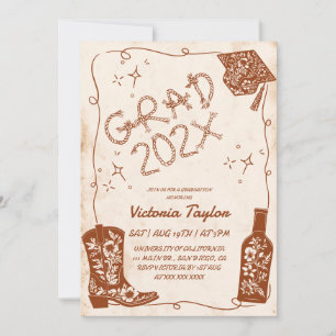 Western Rustic Terracotta Beige Graduation Invitation