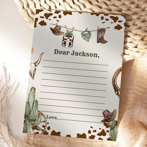 Western Rustic Time Capsule Note Message Card