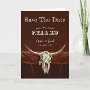 Western Rustic Wedding Bull Skull Save The Date Announcement
