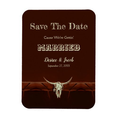 Western Rustic Wedding Bull Skull Save The Date Magnet