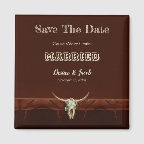 Western Rustic Wedding Bull Skull Save The Date Magnet