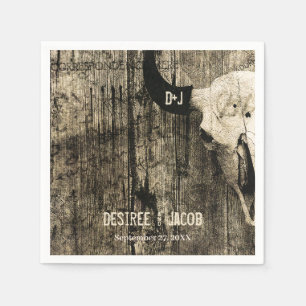 Western Rustic Wedding Bull Skull Vintage Country Napkins