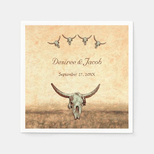 Western Rustic Wedding Country Cow Bull Skull Napkins