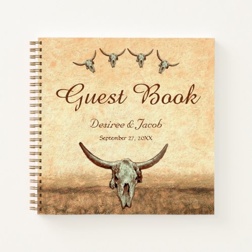 Western Rustic Wedding Country Cow Bull Skull Notebook
