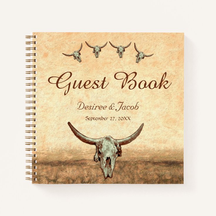 Western Rustic Wedding Country Cow Bull Skull Notebook | Zazzle
