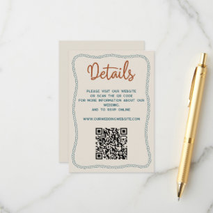 Western Rustic Wedding Details Website QR Code Enclosure Card