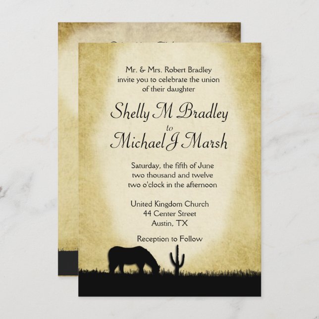 Western Rustic Wedding Invitation (Front/Back)