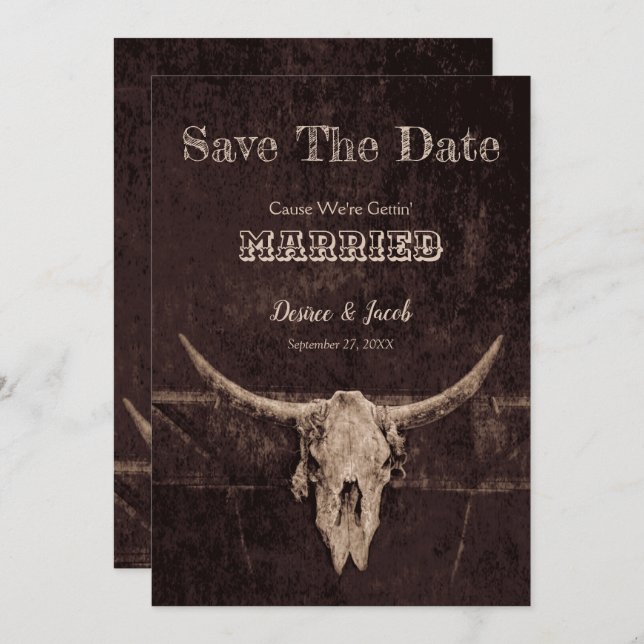 Western Rustic Wedding Vintage Save The Date (Front/Back)