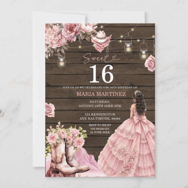Western Rustic Western Sweet 16 Invitation (Front)