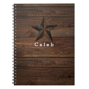 Western Rusty Star on Wood Rustic Country Wooden Notebook