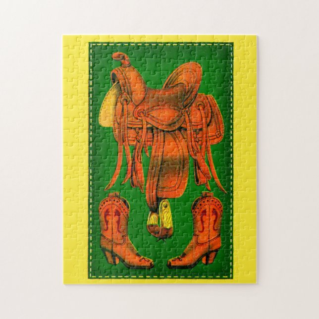Western saddle and cowboy boots jigsaw puzzle (Vertical)